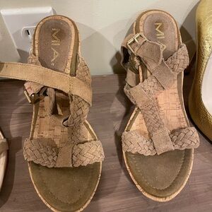 Mia Leather Strapped Wedges